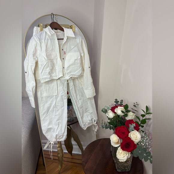Pants - White Women's Lightweight Utility Jacket and Pants Set